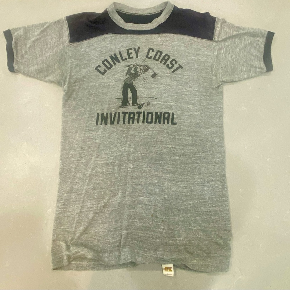 Vintage Russell Athletic Gray Black Men’s Large Conley Coast Golf invitational.